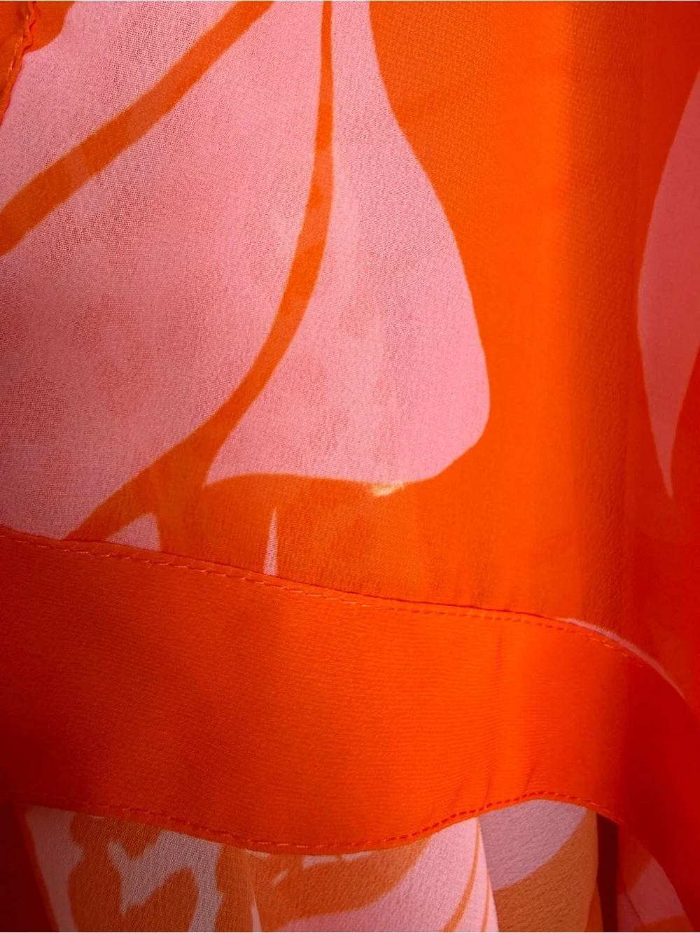 Anthropologie Tie Front Crop Blouse One Size Pink Orange Resort Beach Cover Up